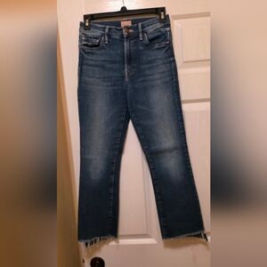 MOTHER Ankle Cropped Blue Jeans